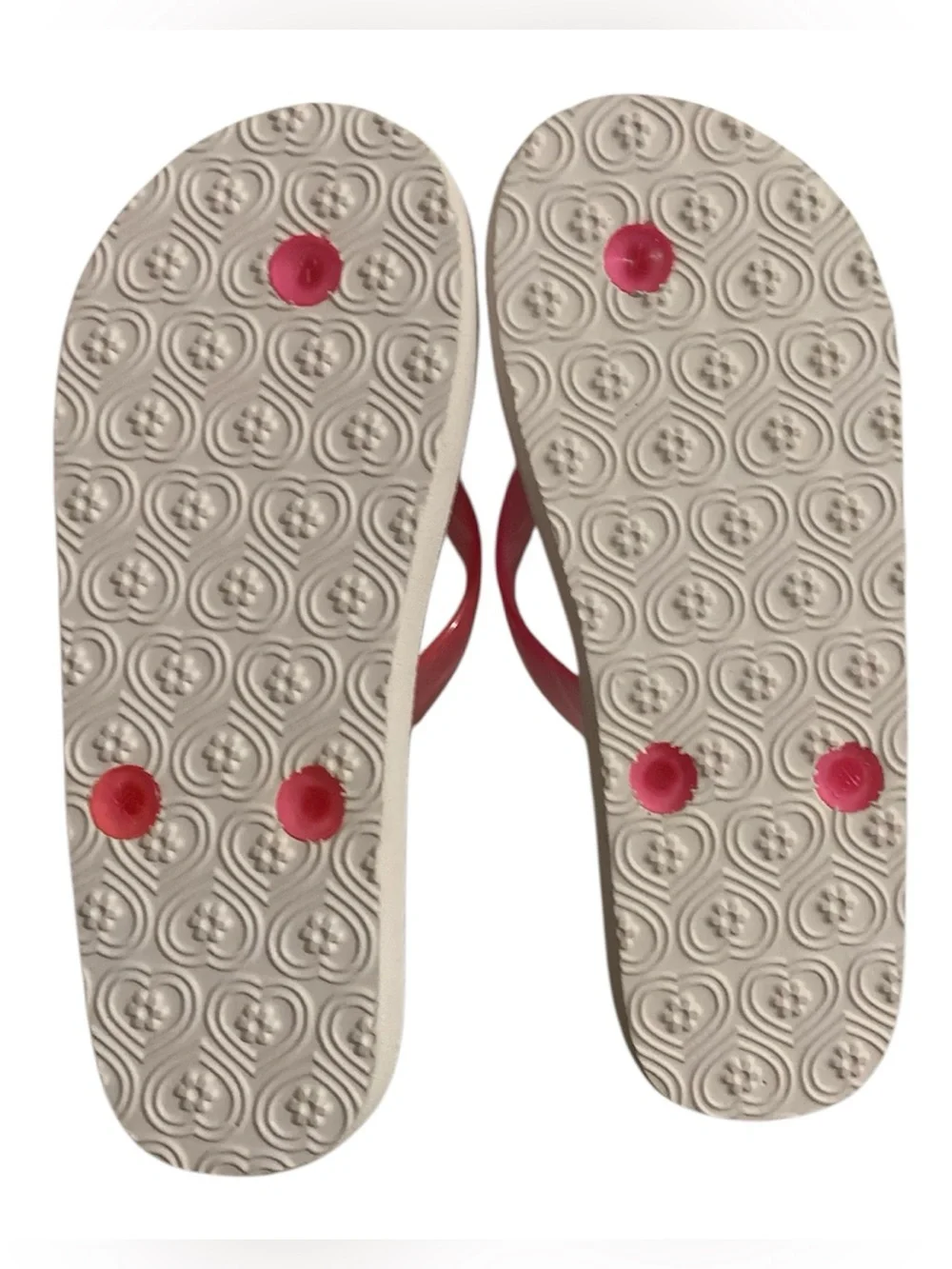 The Children's Place Pink Strap Flip Flops with Sun & Pineapple Print Girl 12/13